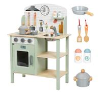 Nene Toys Cocina de Juguete de Madera - Cocinita con Fregadero, Horno y Fogones + 6 Accesorios - Juego de Imitación para Niños 3-5 Años - Mandos Giratorios, Bol Metálico, Resistente y Fácil de Montar