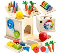 Nene Toys Cubo de Actividades Montessori 7-en-1 en Madera FSC® - Juguete Montessori 1 Año - Aprender Colores, Encajar Formas y Juegos Sensoriales - Regalo Educativo para Niños y Niñas 1 2 3 Años