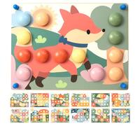 Nene Toys Puzzle de Madera Montessori Niños 2+ Años - Tablero de Botones Colores Pastel, Juego Educativo para Encajar y Aprender Colores - Motricidad Fina (24 Piezas, 12 Tarjetas) - Regalo 2-3 Años