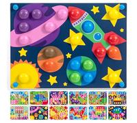 Nene Toys Puzzle de Madera para Niños 2+ Años [Edición Grande - 48 Botones, 8 Colores] - Juego Montessori con 12 Tarjetas - Juguete Educativo de Motricidad Fina - Regalo para Niños 2 3 4 Años