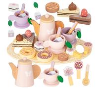 Nene Toys Set de Té de Madera para Niños 2 Años - Juego de Té 18 Piezas con Tetera, Bandeja, 2 Tazas & Cucharitas, Bolsitas de Té & Dulces - Juego Simbólico Montessori, Madera FSC® - Juguete 2-5 Años