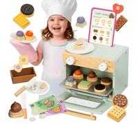 Nene Toys Tienda de Galletas de Madera para Niños 3+ Años - Set Completo con Mini Horno, Menú, Galletas y Dinero de Juguete - Juego Educativo Simbólico y Primeros Cálculos - Regalo Niño Niña 3-6 años