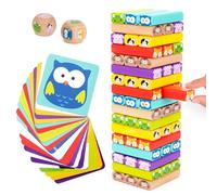 Nene Toys Torre de Bloques Infantil de Madera 4 en 1 con Colores y Animales - Juego de Mesa Familiar Educativo para Niños Niñas de 3 a 9 años - Regalo para Compartir Entre Padres e Hijos