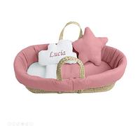 Nenel Capazo Mimbre bebé Personalizado - Moisés Palma recién Nacido - Cuco SIN Patas - Bambula (Rosa Maquillaje)