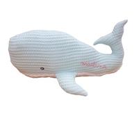Nenel Cojín Ballena para Bebé Personalizado - Cojín Cuna con Cascabel Personalizado - Cojín bebé con Nombre Gofre - Cojín Cuna bebé Personalizado - Cojín Recién Nacido Waffle (Verde Agua)