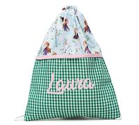 Nenel Mochila de cuerdas Personalizada - Macuto de merienda bordada - Bolsa de cuerdas con nombre - Mochila infantil de cordones - Frozen (Verde)