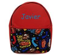 NENEL Mochila Infantil de Polipiel - Mochila Personalizable para Bebé - Modelo Cars - Color Rojo - Medidas 28 x 24 x 11 cm - Personalizar Regalos - Handmade - Hecho en España