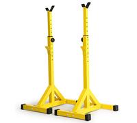 NENGGE Soporte para Barra de Pesas Profesional Aparato para Sentadillas Multifunción Ajustable Squat Rack en Altura Rack Musculación Entrenar Pecho Abdominales y Espalda, Carga Máxima 200 Kg,Amarillo