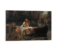 NENGKUAI Impresión artística de La dama de Shalott de John William Waterhouse para pared, lienzo impreso, cuadro decorativo, marco; 60 x 90 cm