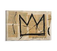 NENGKUAI Póster artístico de graffiti callejero Jean-Michel Basquiat, pintura de corona; póster artístico para pared, lienzo impreso, pintura decorativa; marco; 60 x 90 cm