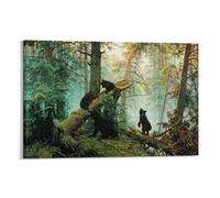 NENGKUAI Póster de Ivan Shishkin de la mañana en un bosque de pinos, lienzo impreso, cuadro decorativo, marco de 40 x 60 cm