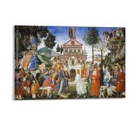 NENGKUAI Póster de Sandro Botticelli Las tres tentaciones de Cristo y la curación del leproso para pared, lienzo impreso, cuadro decorativo, marco; 40 x 60 cm