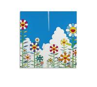 NENGKUAI Póster de Takashi Murakami con diseño de flores sonrientes, VAPOR TRAIL, lienzo impreso, pintura decorativa, sin marco, 40 x 40 cm