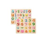 Nenitus Juguete Montessori 1 2 3 años, Set 2 Puzzles Montessori números y abecedario de Madera, Juguete Educativo, Regalo niños pequeños y bebés.