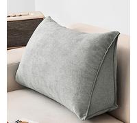 NENIUX Almohada de lectura de cuña grande, cojín triangular para respaldo, cojín de apoyo lumbar/espalda con funda extraíble para sofá cama, sofá, tatami hogar, 100 x 35 x 20 cm, gris