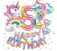 Nenluny Decoraciones de fiesta de cumpleaños de unicornio para niñas, globos de unicornio arcoíris rosa, pancarta de cumpleaños, globos de papel de aluminio, suministros de cumpleaños para baby shower