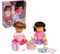 Nenuco - Ani y ONA Feliz Cumpleaños, Kit de Dos muñecas bebé Hermanas, con Tarta para Jugar, Regalo de cumpleaños Libro de Colorear y Pegatinas, para niñas y niños 2 años, Famosa (700016939)
