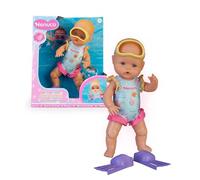 Nenuco - ¡Aprende a Bucear! Muñeco de 35 cm y Cuerpo Duro Que Mueve Sus piernas y Nada solito. con tu Ayuda podrá sumergirse en el Agua y bucear. Incluye bañador, Aletas y Gafas de bucear (NFN75000)