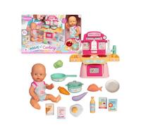 Nenuco - Cocinita Mágica, Muñeco de 30 cm con Cuerpo Duro, Incluye +10 Accesorios para Cocinar y Emplatar, Cocinita con Luces y Sonidos de Hervir y Freír, Delantal Personalizado, Famosa (NFNE3000)