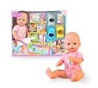 NENUCO - Cuida y Recicla, Muñeco Bebé de 42 cm y Cuerpo Duro y Body Rosa, Accesorios para Dar de Comer, Cambiar Pañal y Curar Heridas, Incluye 3 Contenedores de Reciclaje, +3 Años, Famosa (NFN98000)