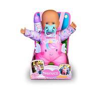 NENUCO, Damos un Paseo, muñeco bebé 35 cm de Cuerpo blandito, Accesorios y Mochila de porteo para Llevar Siempre contigo a Todos Lados, Desarrollo afectivo Emocional, niños +1, Famosa (NFN23000)
