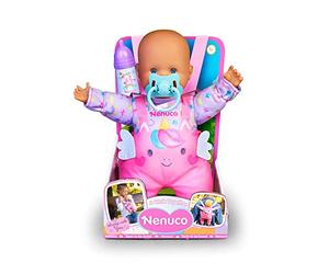 NENUCO, Damos un Paseo, muñeco bebé 35 cm de Cuerpo blandito, Accesorios y Mochila de porteo para Llevar Siempre contigo a Todos Lados, Desarrollo afectivo Emocional, niños +1, Famosa (NFN23000)