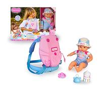 Nenuco - De Paseo con Mateo, muñeco de Cuerpo blandito 35 cm, con Mochila portabebés para trasportín 2 en 1 Que se transforma en Hamaca, con Accesorios de Juguete, Chupete y bibe, Famosa (700017206)