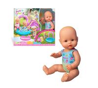 NENUCO Fiesta en la Piscina, Muñecos Bebé de 35 cm con su Propia Piscina Hinchable con Tobogán, Cuerpo Duro con Traje de Baño Estampado, Llena la Piscina de Agua y Desliza al Muñeco, Famosa (NFNB5000)