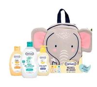 Nenuco - Pack higiene bebé 4 piezas en mochila elefante práctica: colonia, champú sin lágrimas, gel Aloe Vera + Vitamina E y leche hidratante