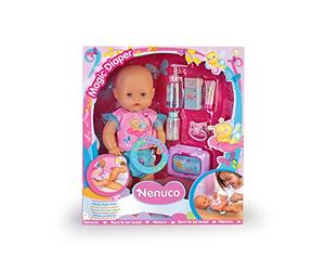Nenuco - Pañal mágico, muñeco de Cuerpo Duro de 35 cm, Interactivo Que se Ilumina para los cuidados del bebé, con Accesorios como toallitas y Chupete, Juguete +2 años, Famosa (700017205)
