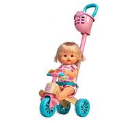 Nenuco - Triciclo, Set de Juguete con muñeco Infantil para Bebe, Accesorios y Triciclo con Ruedas y cinturón para llevarlo Siempre contigo, para niñas y niños de 3 años, Famosa (700017103)