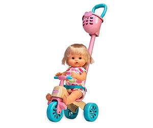 Nenuco - Triciclo, Set de Juguete con muñeco Infantil para Bebe, Accesorios y Triciclo con Ruedas y cinturón para llevarlo Siempre contigo, para niñas y niños de 3 años, Famosa (700017103)