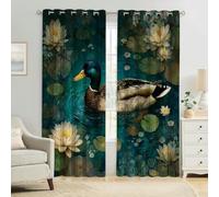 NenúFar Cortinas Opacas Pato Real en un Estanque de lotos Térmicas y Aislantes para Dormitorio Salón y Habitación Infantil 2 Paneles 140An x 280Al cm Decorativas