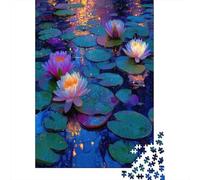 Nenúfares realistas flotan en el Estanque Rompecabezas para Adultos || 70x50cm/1000pcs Juegos Educativos De Decoración del Hogar