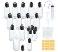 Nenull 24 botellas de líquido de 50 ml x 12 frascos con cuentagotas, 6 x 10 ml, vacías, botellas de plástico, con tapa de seguridad para niños, incluye embudo, vaso medidor de transferencia
