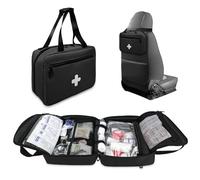 NENYX Bolsa de primeros auxilios de emergencia, organizador de suministros médicos compacto y portátil con múltiples compartimentos, ideal para viajes, camping, senderismo y uso doméstico (negro)