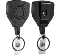 NEO+ Llavero retráctil resistente, cordón retráctil, llavero con cordón de acero de 27.5 pulgadas, soporte para tarjetas de identificación con llavero para oficina, escuela y exteriores