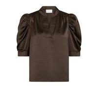 Neo Noir - Blusa de satén con mangas abullonadas - Blouses & Shirts - Mujer - Marrón - XL -