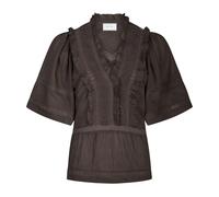 Neo Noir - Top de Voile Marrón con Detalles de Cinta - Blouses & Shirts - Mujer - Marrón - M -