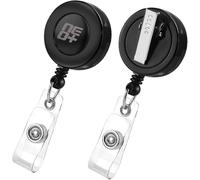 NEO+ Paquete de 2 carretes de insignia con clip giratorio de cocodrilo, retráctil, para profesores, estudiantes, trabajadores de oficina, carretes retráctiles para tarjetas de identificación (negro)