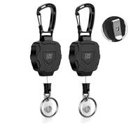 NEO+ Paquete de 2 llaveros retráctiles, carrete retráctil de alta resistencia, soporte para tarjetas de identificación con clip para cinturón, cable de acero de 82 cm, rodamiento de 226.8 g