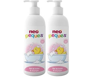 Neo Peques - Gel de Ducha y Champú para Niños con Aloe Vera - Ideal para la Piel y el Cabello - Fórmula suave - No Irrita los Ojos - 400 ml (Paquete de 2)