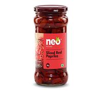 Neo Pimentón rojo en rodajas de 350 g, 100% vegano, listo para comer, cobertura rica en fibra para pizza, pasta, hamburguesa, aperitivos y ensaladas, sin OMG (paquete de 1)