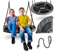 Neo-Sport Columpio Nido Exterior 100 cm - Columpio Colgante con Estructura - Carga máxima 150 kg - Resistente al Agua - Redondo - Negro Gris