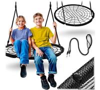 Neo-Sport Columpio Nido Exterior 100 cm - Columpio Colgante con Estructura - Carga máxima 150 kg - Resistente al Agua - Redondo - Negro