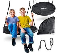 Neo-Sport Columpio Nido Exterior 100 cm - Columpio Colgante con Estructura - Carga máxima 150 kg - Resistente al Agua - Redondo - Negro