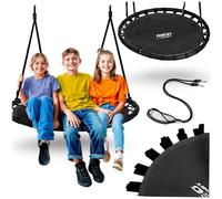 Neo-Sport Columpio Nido Exterior 110 cm - Columpio Colgante con Estructura - Carga máxima 150 kg - Resistente al Agua - Redondo - Negro