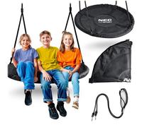 Neo-Sport Columpio Nido Exterior 110 cm - Columpio Colgante con Estructura - Carga máxima 150 kg - Resistente al Agua - Redondo - Negro