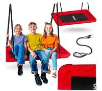 Neo-Sport Columpio Nido Exterior 110 x 70 cm - Columpio Colgante con Estructura - Carga máxima 150 kg - Resistente al Agua - Rectangular - Rojo Negro
