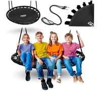 Neo-Sport Columpio Nido Exterior 120 cm - Columpio Colgante con Estructura - Carga máxima 150 kg - Resistente al Agua - Redondo - Negro